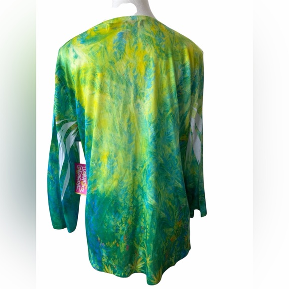 Leoma Lovegrove Flamingo Art Top L Bright Tropical Florida Artist Tunic - Picture 3 of 6